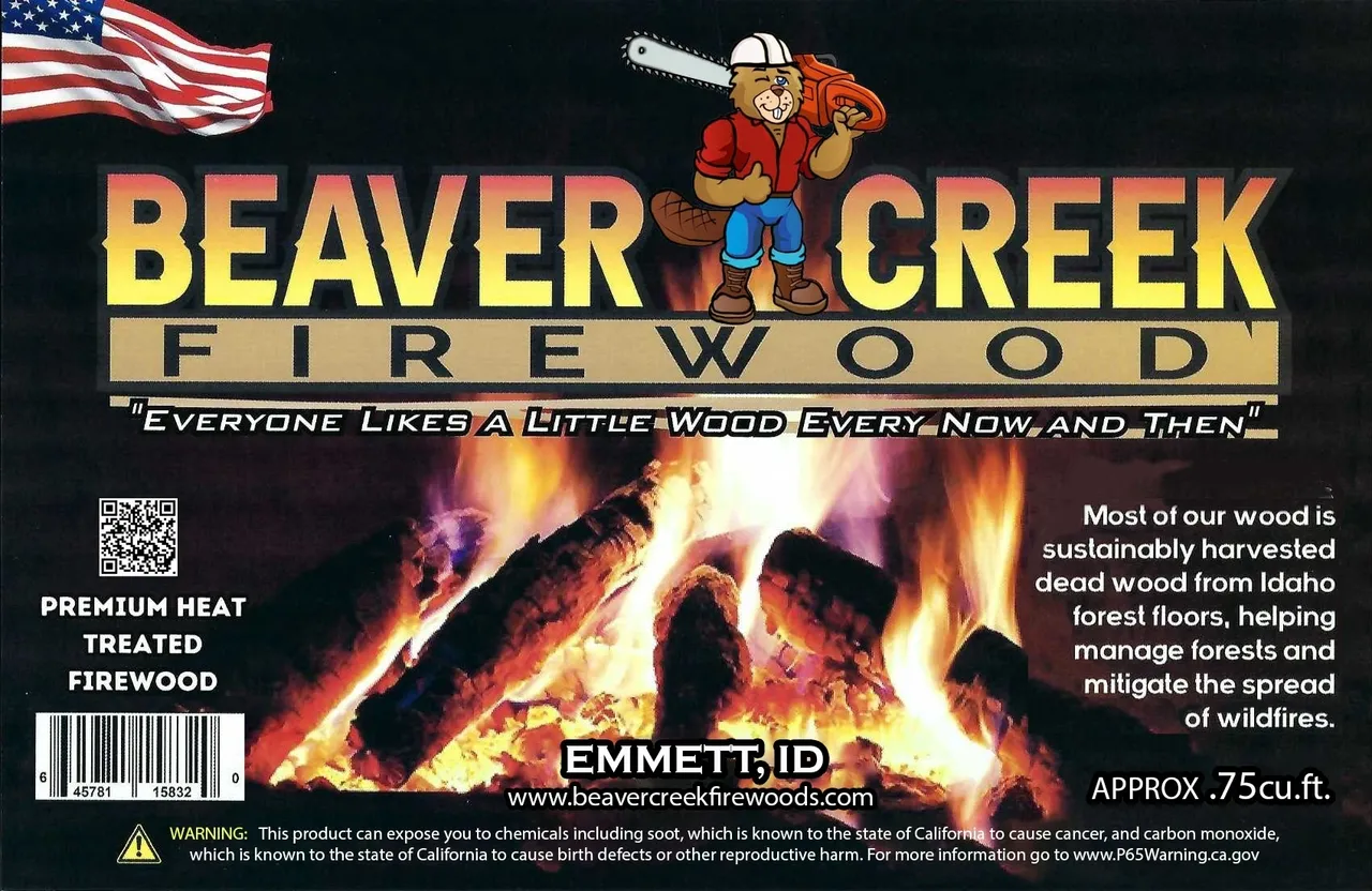 A picture of the back cover of an advertisement for beaver creek firewood.